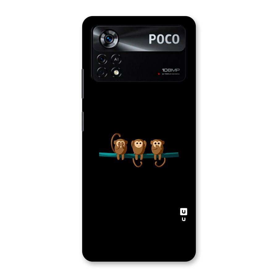 Three Cute Monkeys Back Case for Poco X4 Pro 5G