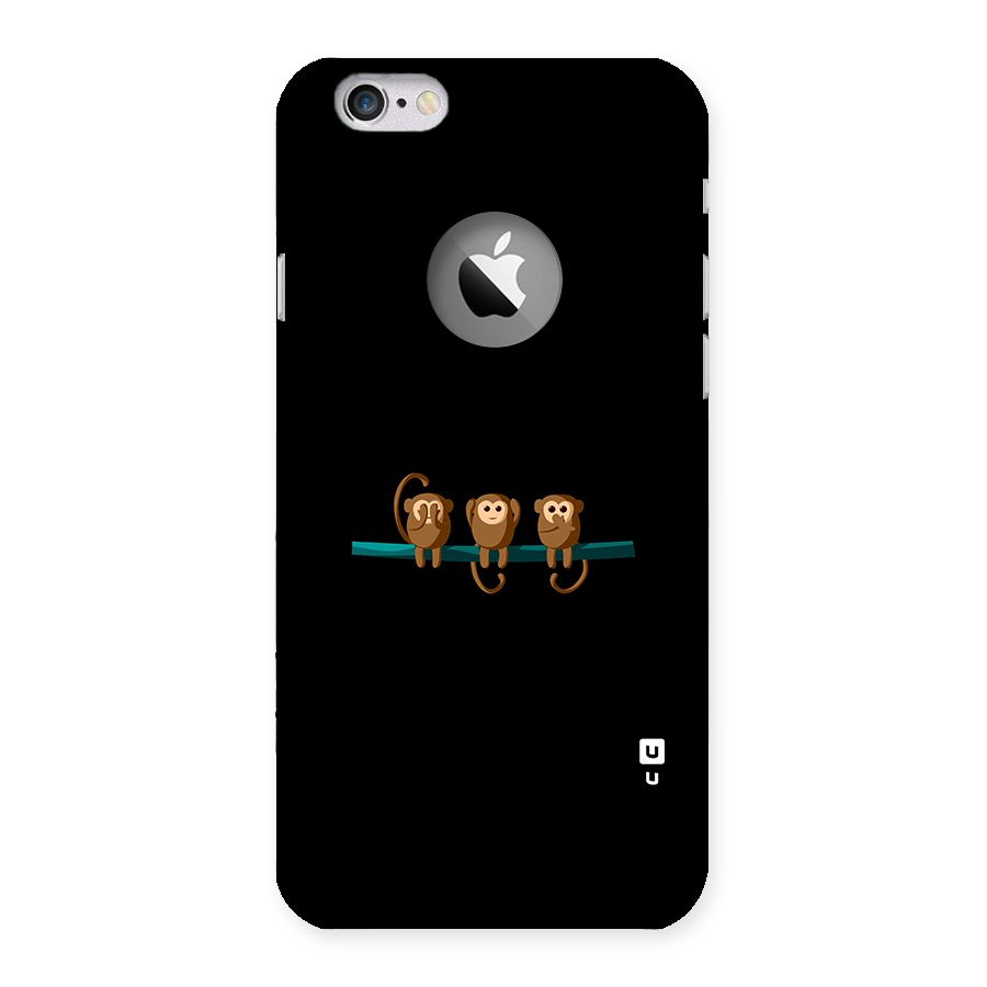 Three Cute Monkeys Back Case for iPhone 6 Logo Cut