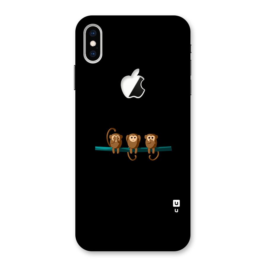 Three Cute Monkeys Back Case for iPhone XS Max Apple Cut
