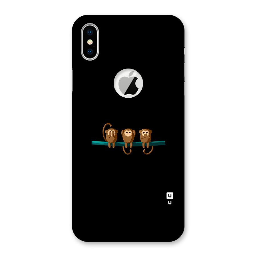 Three Cute Monkeys Back Case for iPhone X Logo Cut