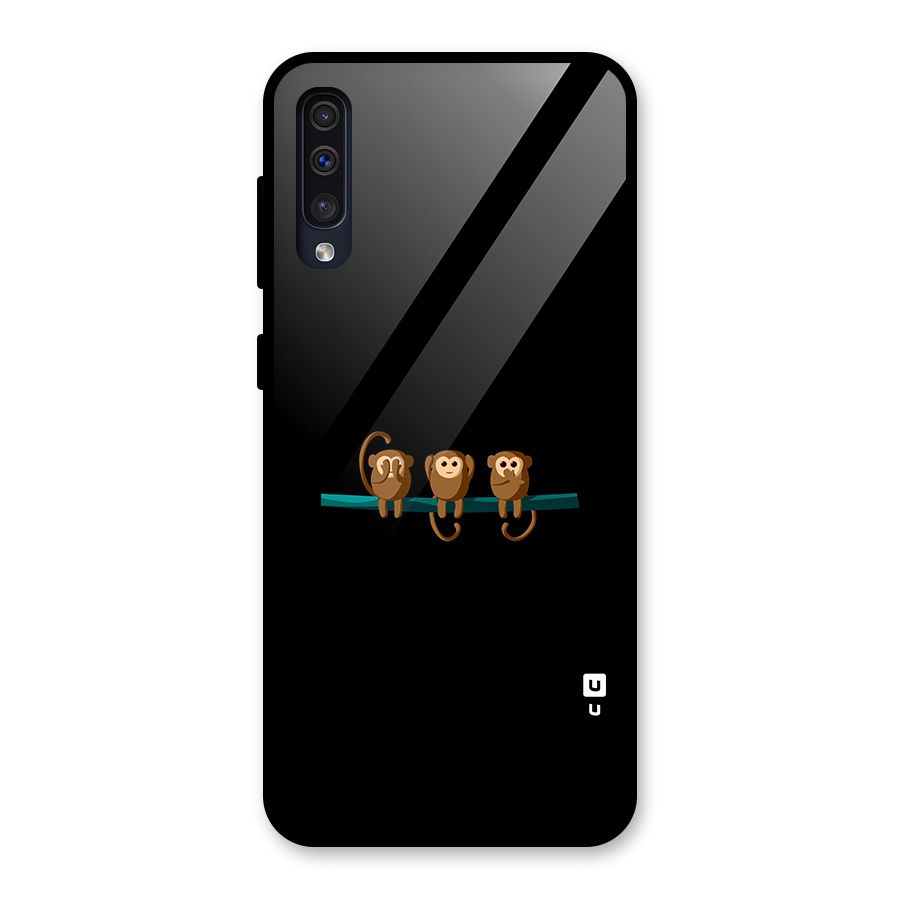 Three Cute Monkeys Glass Back Case for Galaxy A50