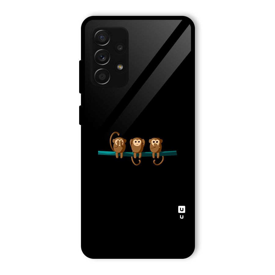 Three Cute Monkeys Glass Back Case for Galaxy A53 5G