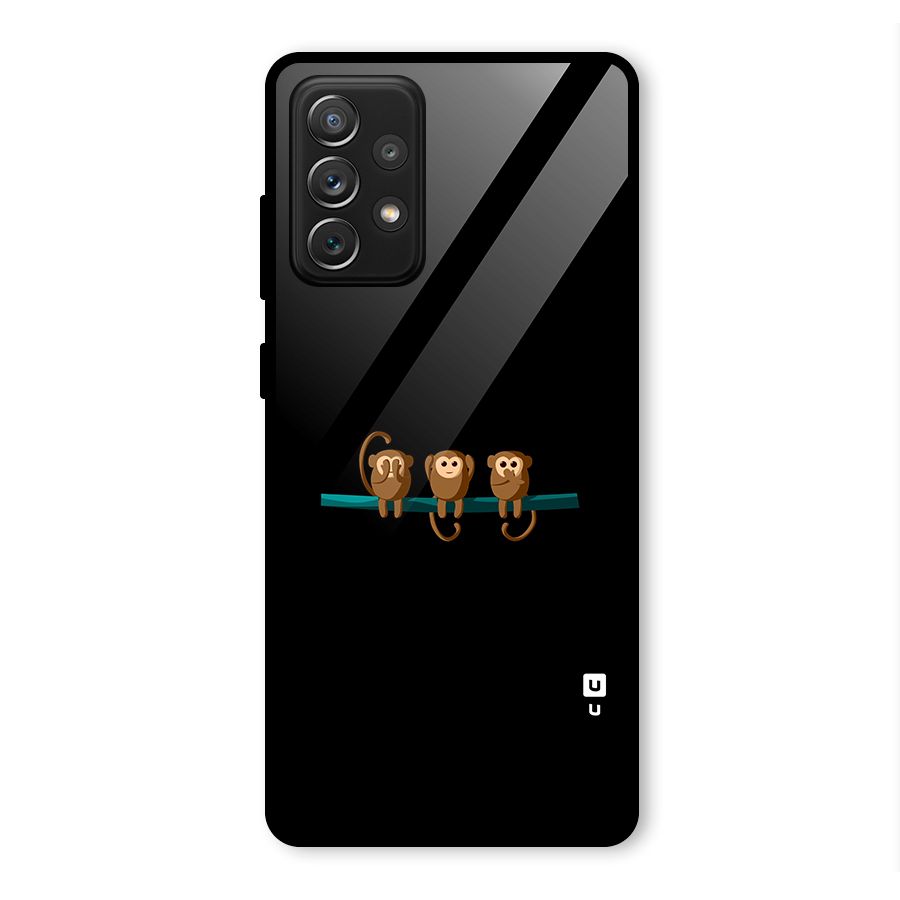 Three Cute Monkeys Glass Back Case for Galaxy A72