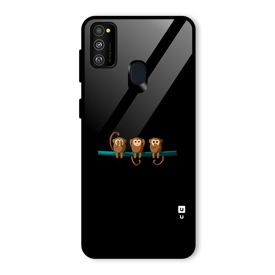 Three Cute Monkeys Glass Back Case for Galaxy M30s