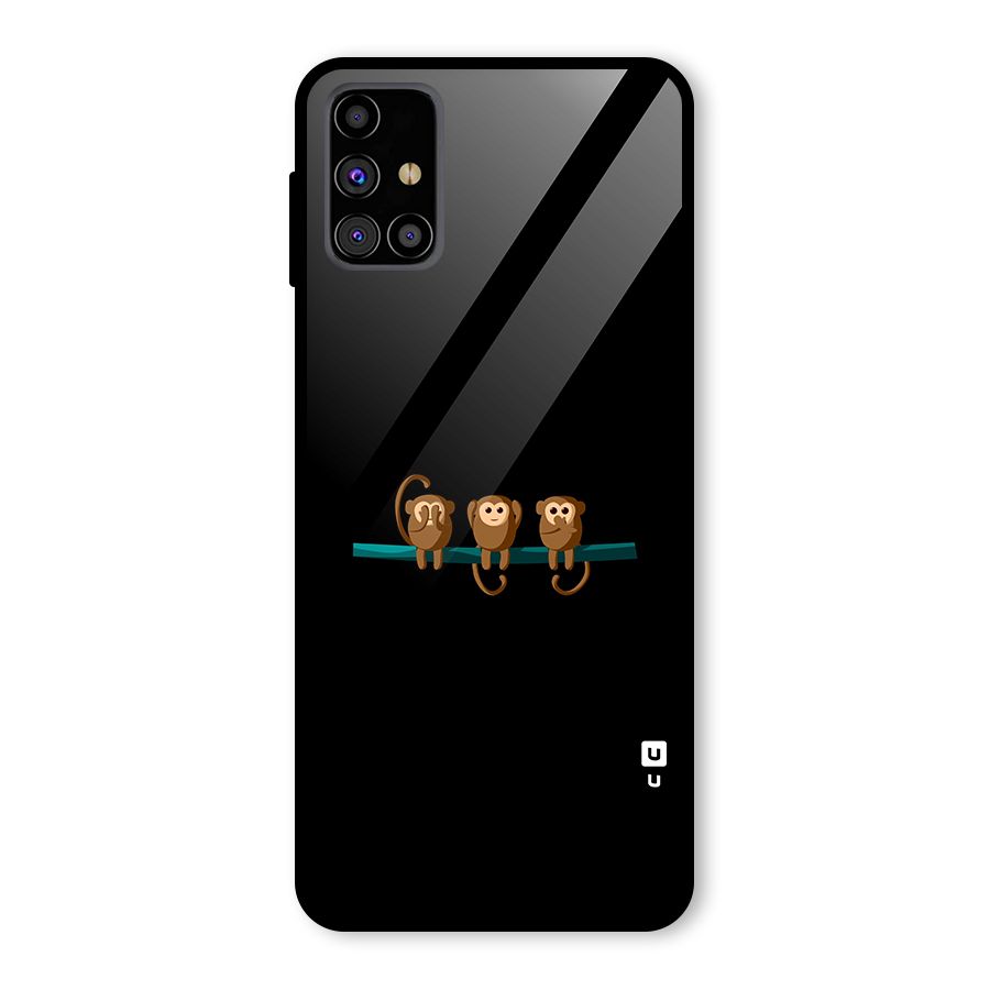 Three Cute Monkeys Glass Back Case for Galaxy M31s
