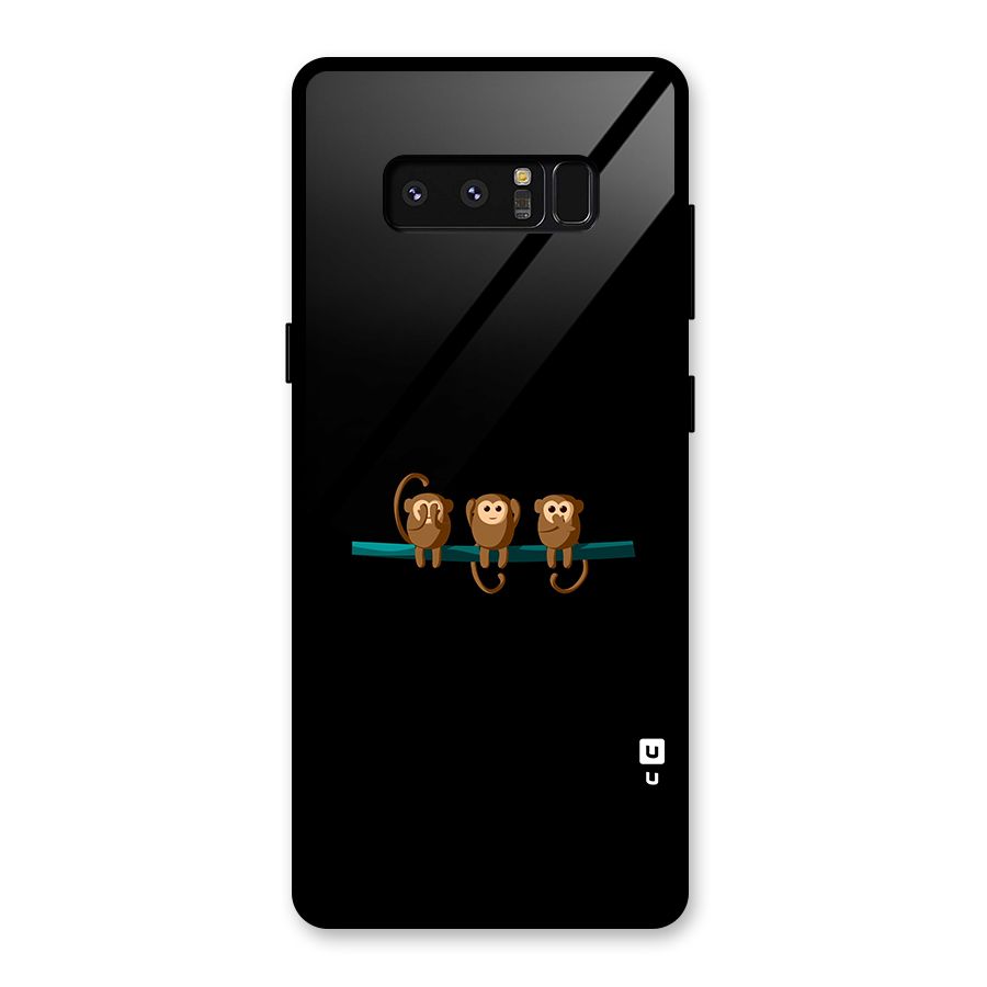 Three Cute Monkeys Glass Back Case for Galaxy Note 8