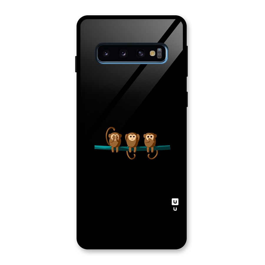 Three Cute Monkeys Glass Back Case for Galaxy S10
