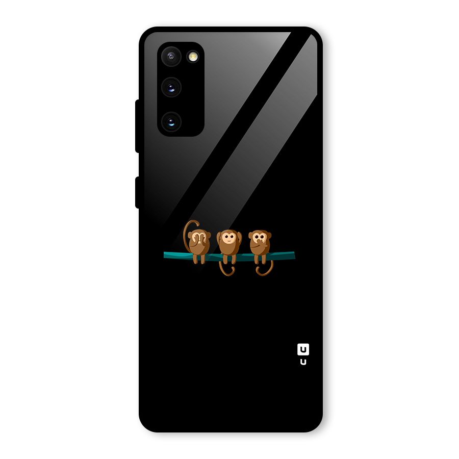 Three Cute Monkeys Glass Back Case for Galaxy S20 FE