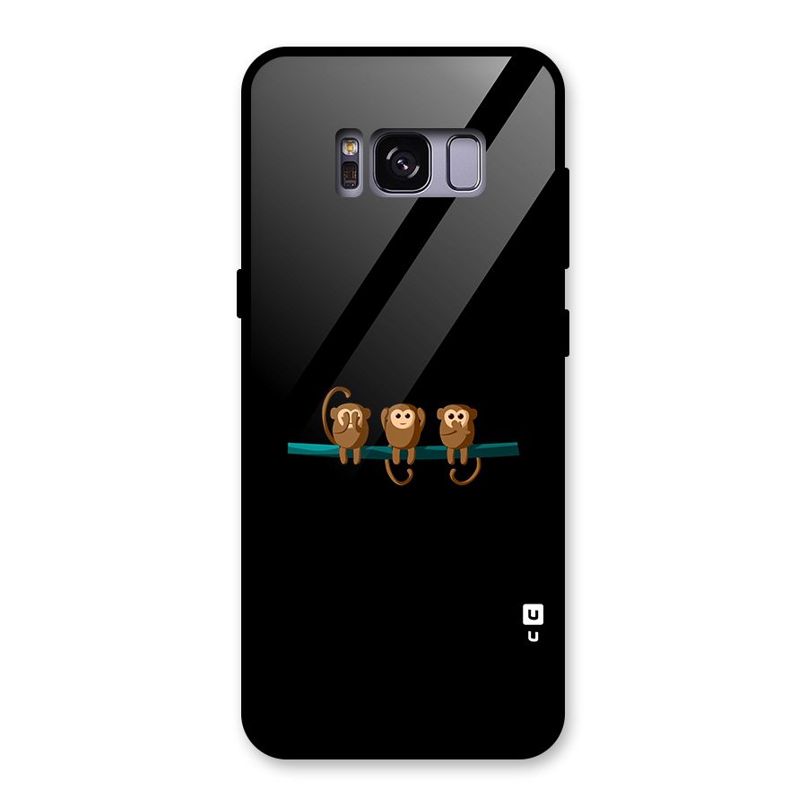 Three Cute Monkeys Glass Back Case for Galaxy S8