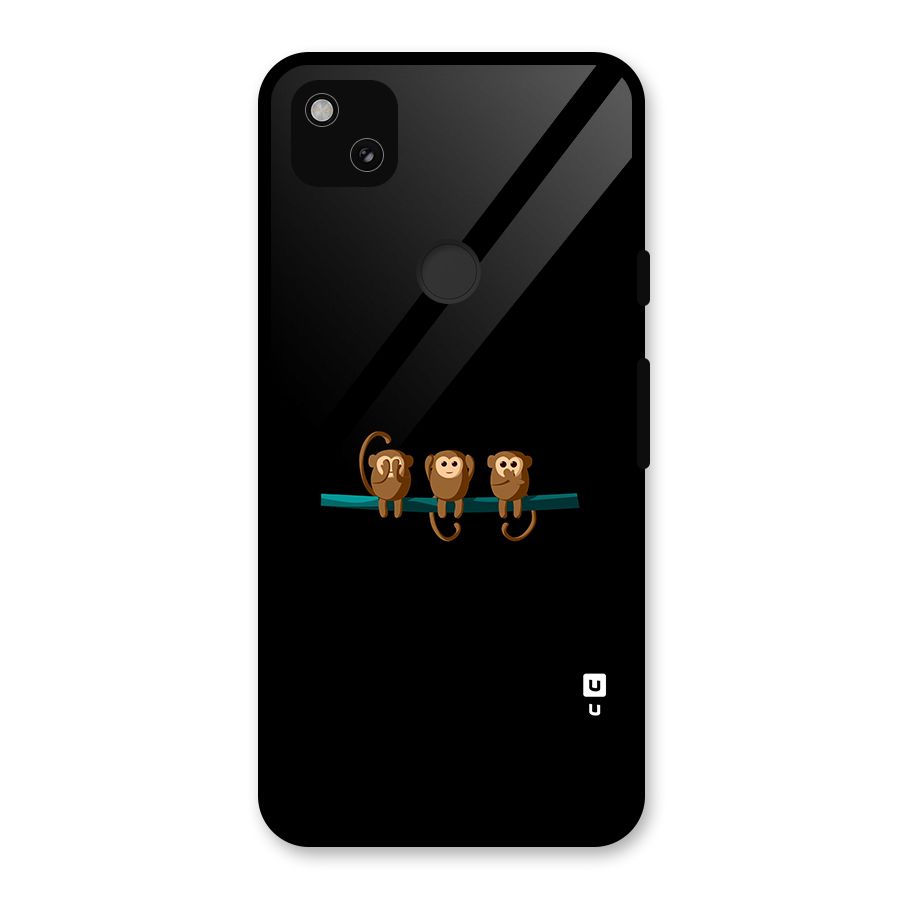 Three Cute Monkeys Glass Back Case for Google Pixel 4a