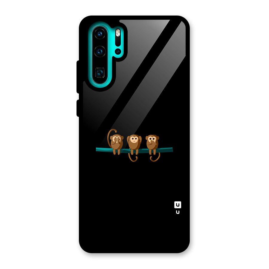 Three Cute Monkeys Glass Back Case for Huawei P30 Pro