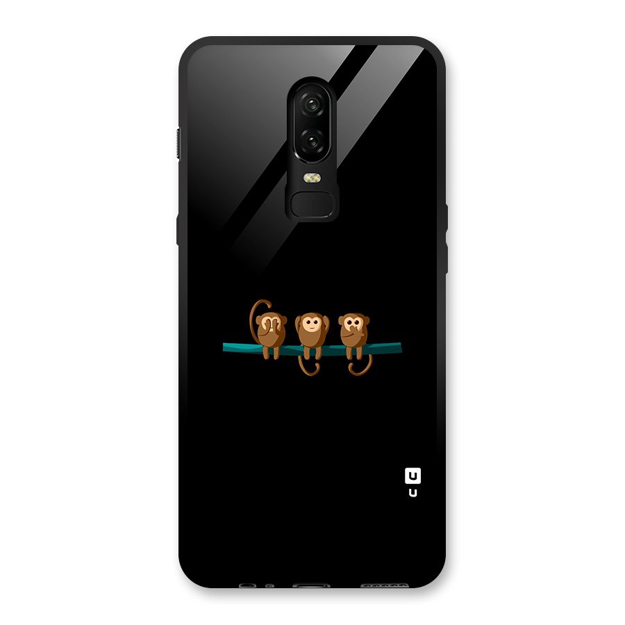 Three Cute Monkeys Glass Back Case for OnePlus 6