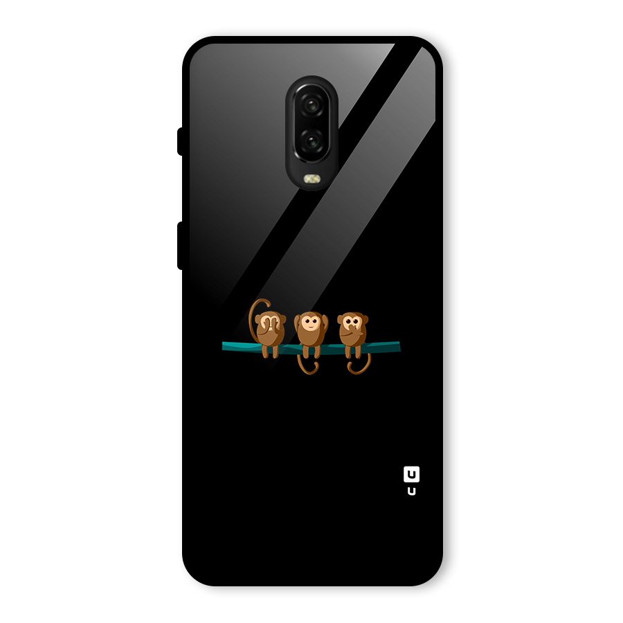 Three Cute Monkeys Glass Back Case for OnePlus 6T