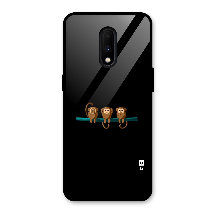 Three Cute Monkeys Glass Back Case for OnePlus 7