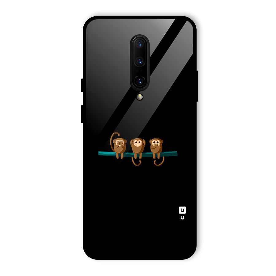 Three Cute Monkeys Glass Back Case for OnePlus 7 Pro
