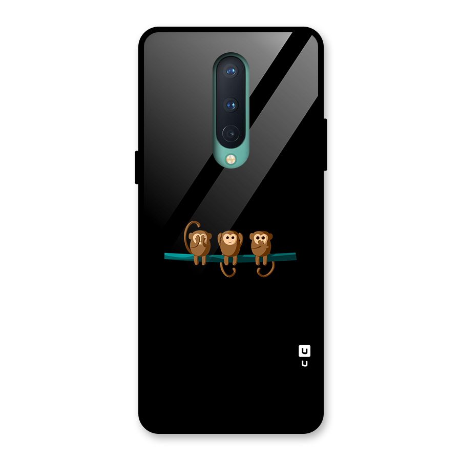 Three Cute Monkeys Glass Back Case for OnePlus 8