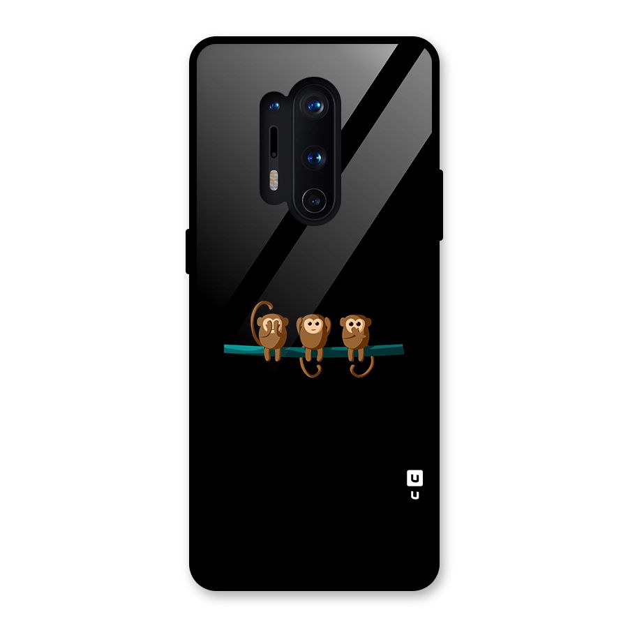 Three Cute Monkeys Glass Back Case for OnePlus 8 Pro