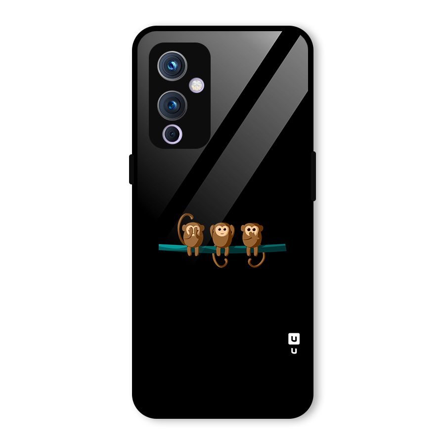 Three Cute Monkeys Glass Back Case for OnePlus 9