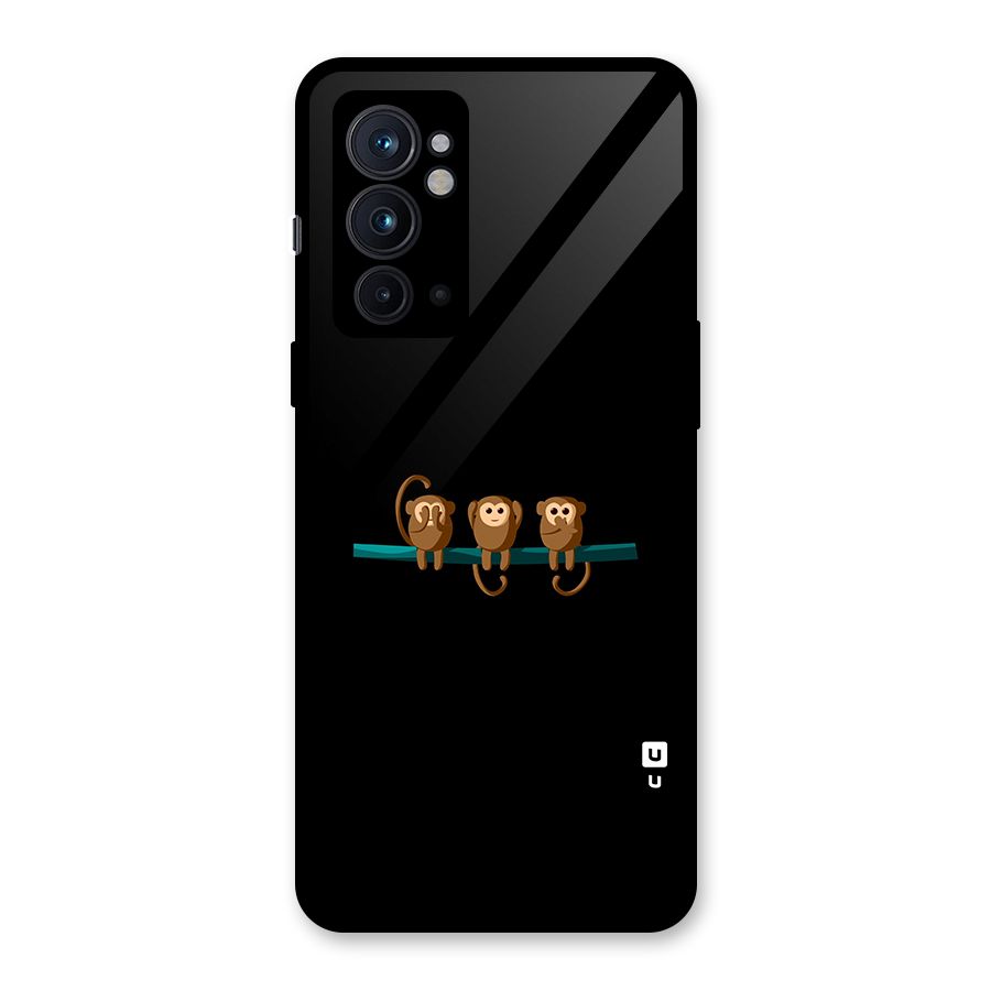 Three Cute Monkeys Glass Back Case for OnePlus 9RT 5G