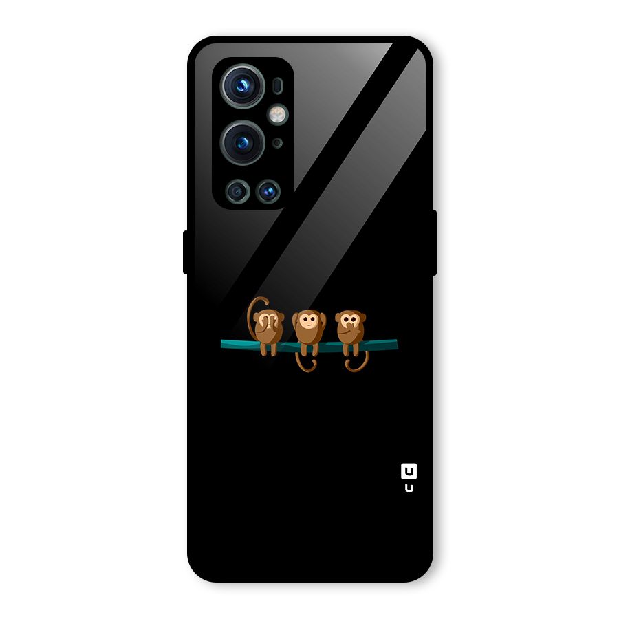 Three Cute Monkeys Glass Back Case for OnePlus 9 Pro