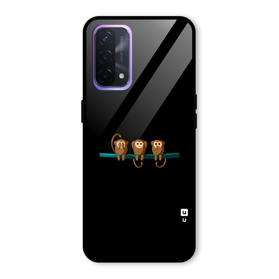 Three Cute Monkeys Glass Back Case for Oppo A74 5G
