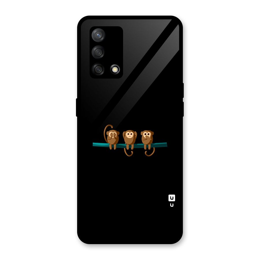 Three Cute Monkeys Glass Back Case for Oppo F19