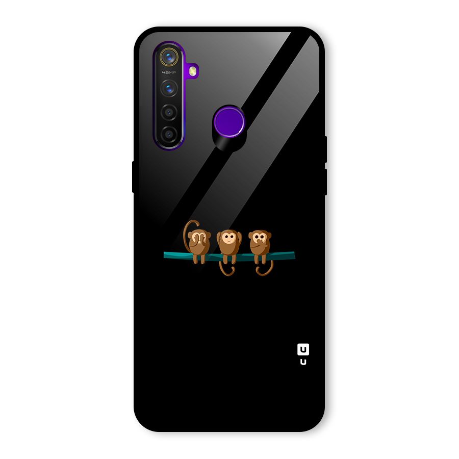 Three Cute Monkeys Glass Back Case for Realme 5 Pro