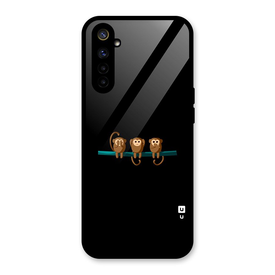 Three Cute Monkeys Glass Back Case for Realme 6
