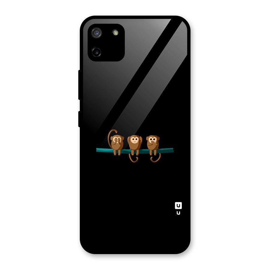 Three Cute Monkeys Glass Back Case for Realme C11
