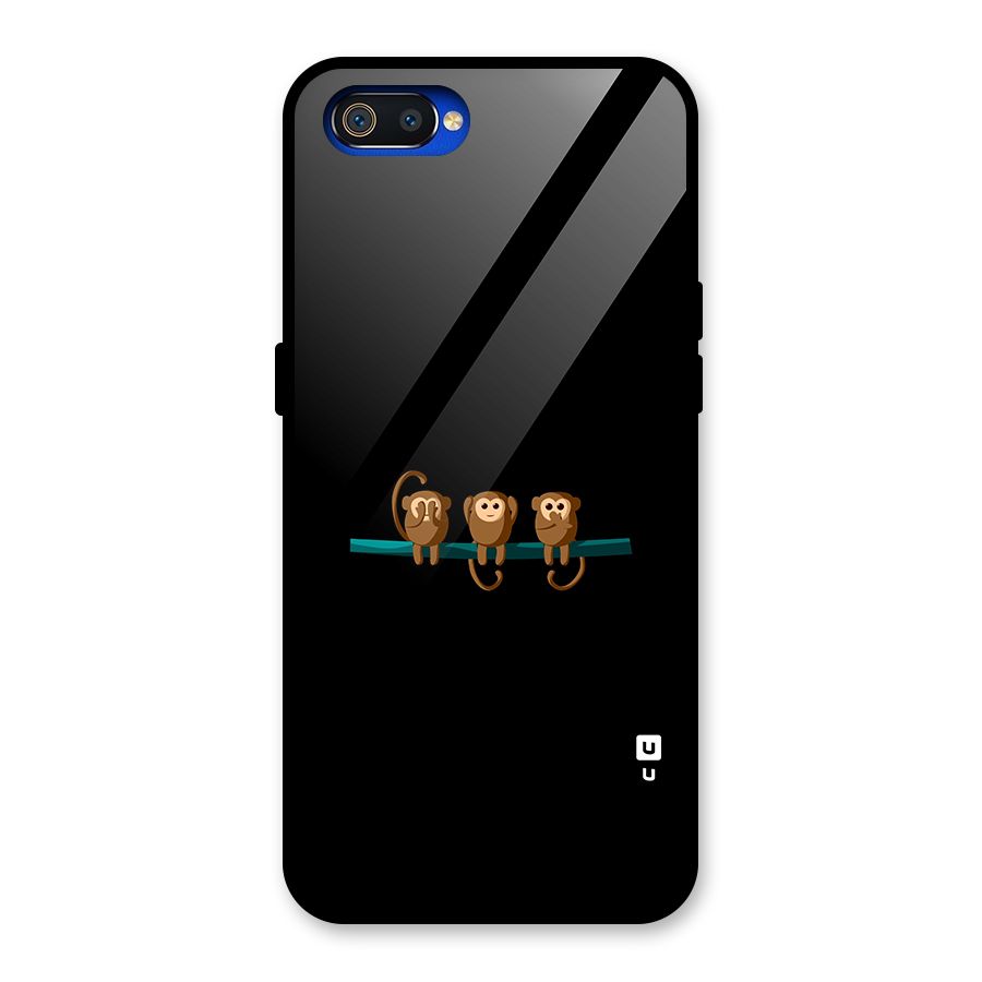 Three Cute Monkeys Glass Back Case for Realme C2