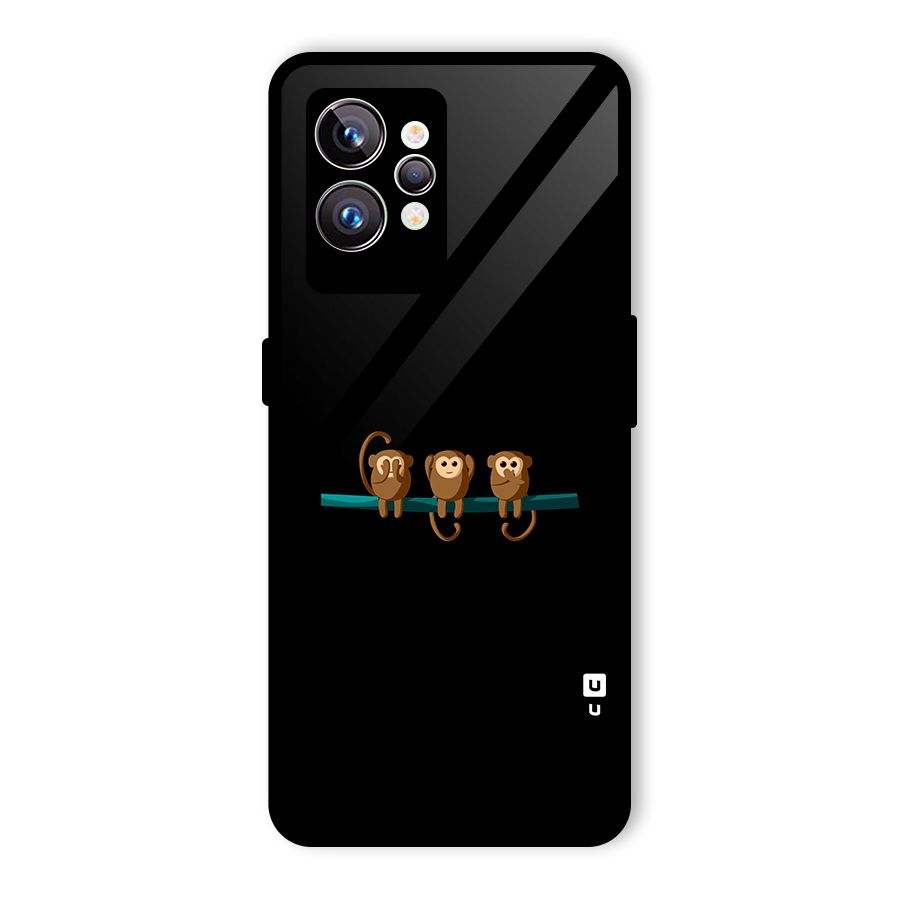 Three Cute Monkeys Glass Back Case for Realme GT2 Pro