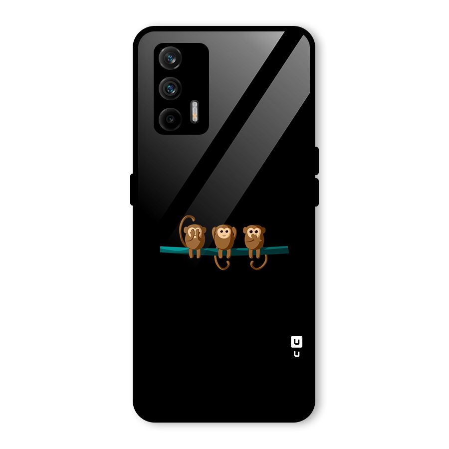 Three Cute Monkeys Glass Back Case for Realme GT 5G