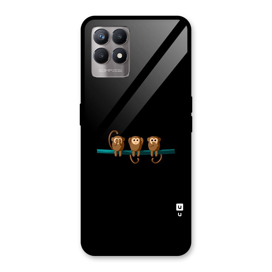 Three Cute Monkeys Glass Back Case for Realme Narzo 50