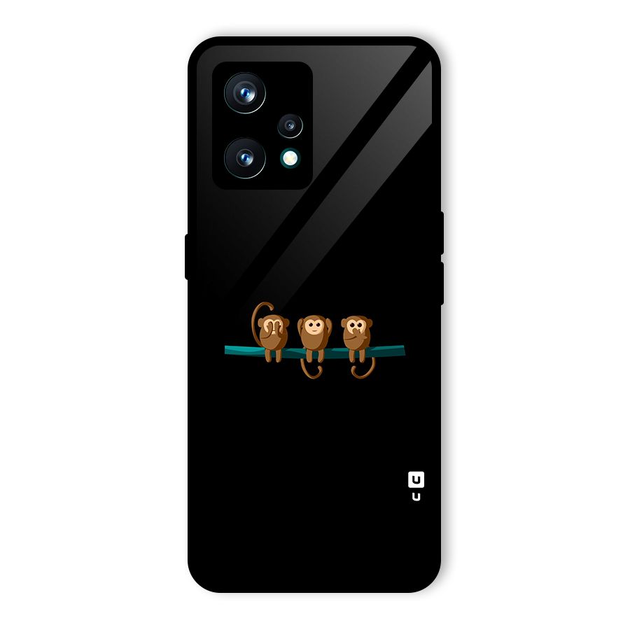 Three Cute Monkeys Glass Back Case for Realme Narzo 50 Pro