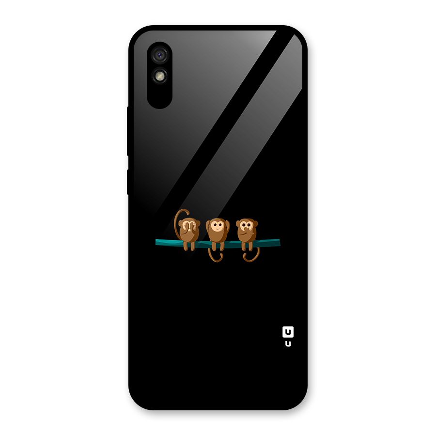 Three Cute Monkeys Glass Back Case for Redmi 9i