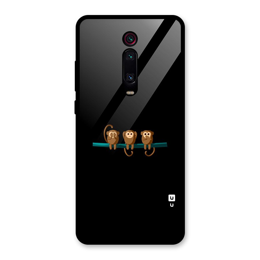 Three Cute Monkeys Glass Back Case for Redmi K20