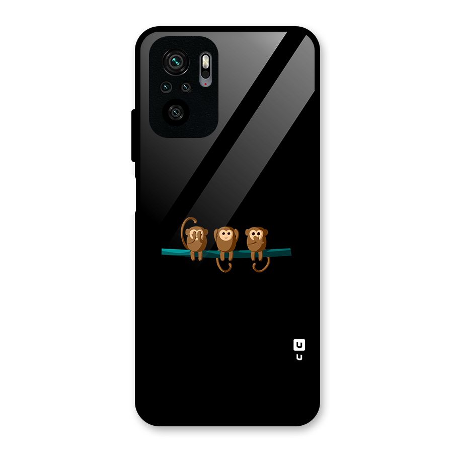 Three Cute Monkeys Glass Back Case for Redmi Note 10