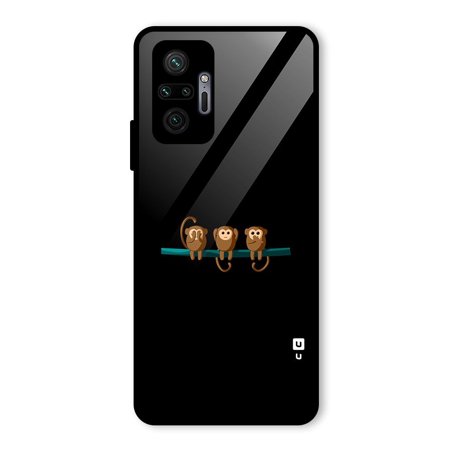 Three Cute Monkeys Glass Back Case for Redmi Note 10 Pro