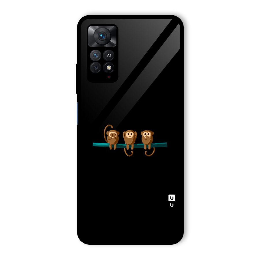 Three Cute Monkeys Glass Back Case for Redmi Note 11 Pro