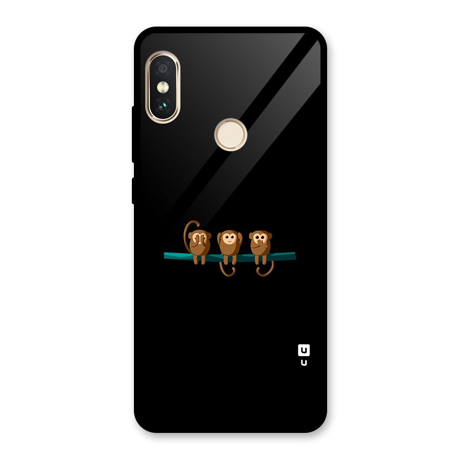 Three Cute Monkeys Glass Back Case for Redmi Note 5 Pro