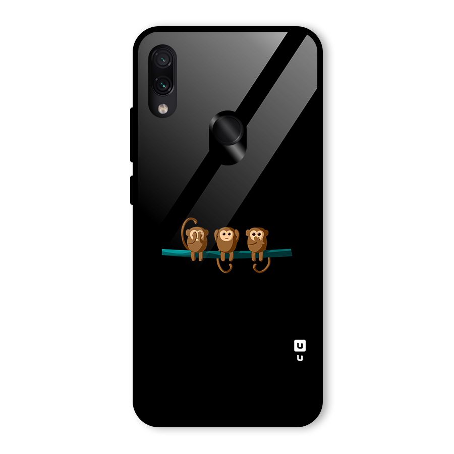 Three Cute Monkeys Glass Back Case for Redmi Note 7 Pro