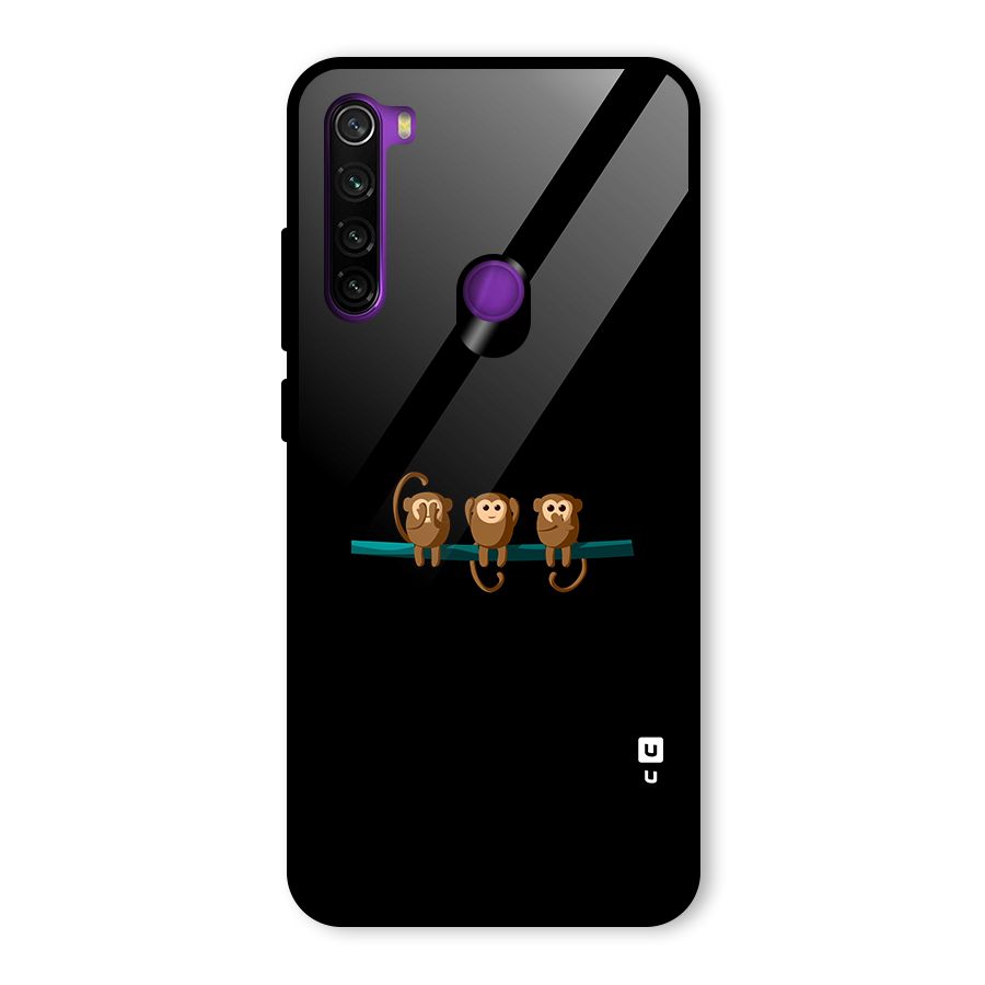 Three Cute Monkeys Glass Back Case for Redmi Note 8