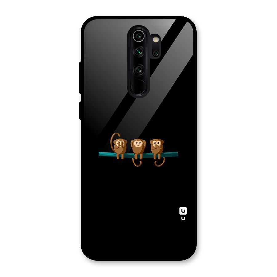 Three Cute Monkeys Glass Back Case for Redmi Note 8 Pro