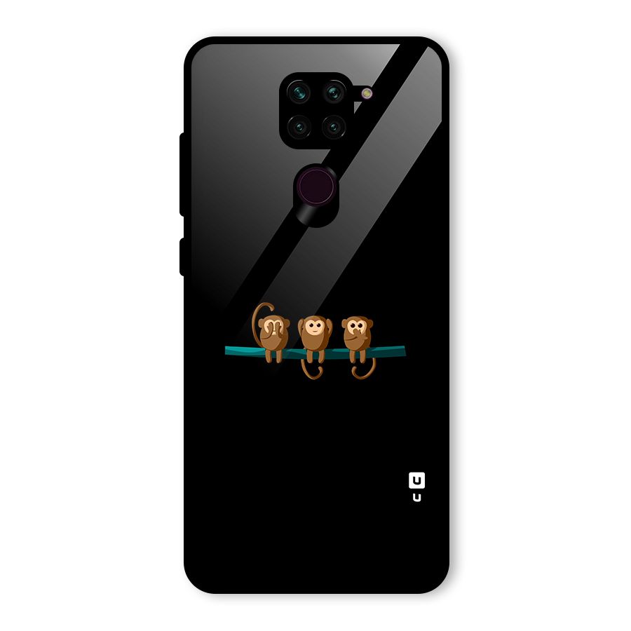 Three Cute Monkeys Glass Back Case for Redmi Note 9