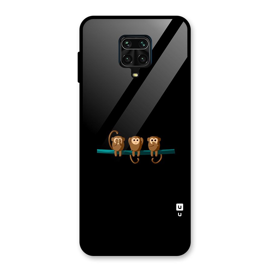Three Cute Monkeys Glass Back Case for Redmi Note 9 Pro