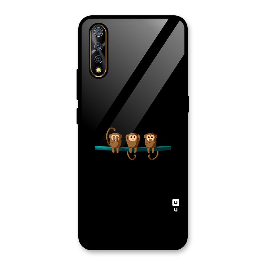 Three Cute Monkeys Glass Back Case for Vivo S1