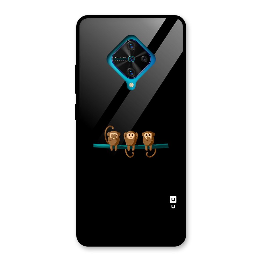 Three Cute Monkeys Glass Back Case for Vivo S1 Pro