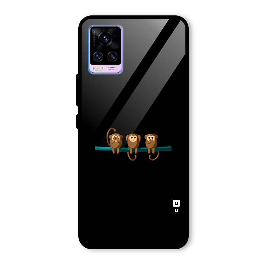 Three Cute Monkeys Glass Back Case for Vivo V20 Pro