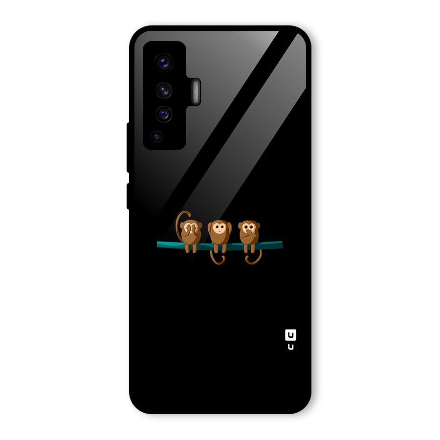 Three Cute Monkeys Glass Back Case for Vivo X50
