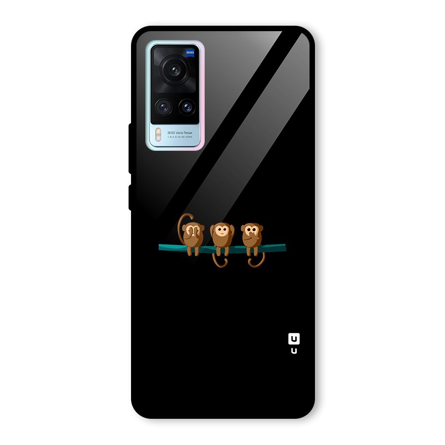 Three Cute Monkeys Glass Back Case for Vivo X60
